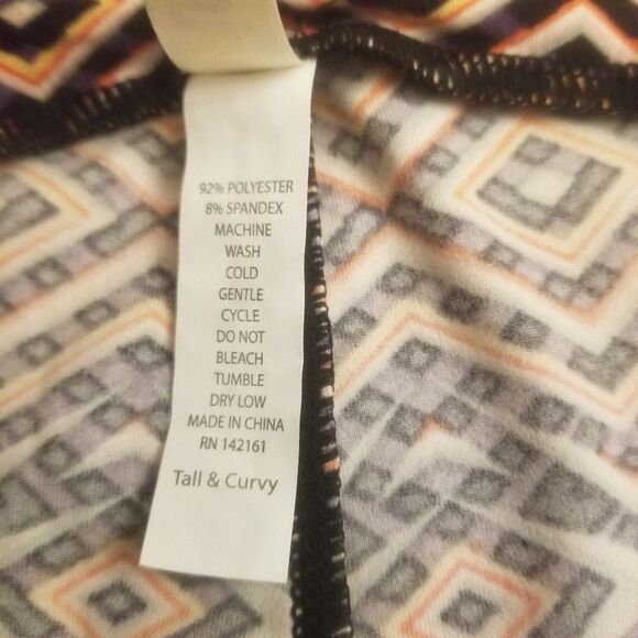 LuLaRoe Purple, Red and Yellow Zigzag Kaleidoscope Print Athleisure Leggings TC - Picture 10 of 12